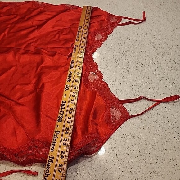 Vintage Intimate Attitudes Red Chemise 6X Lingerie Satin pj Sleepwear Sexy Slip - Picture 7 of 9